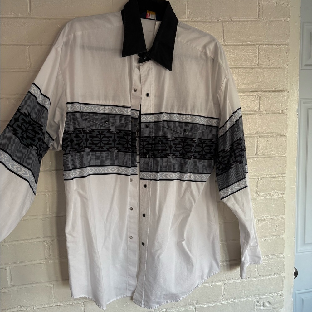 White and Black Western Shirt